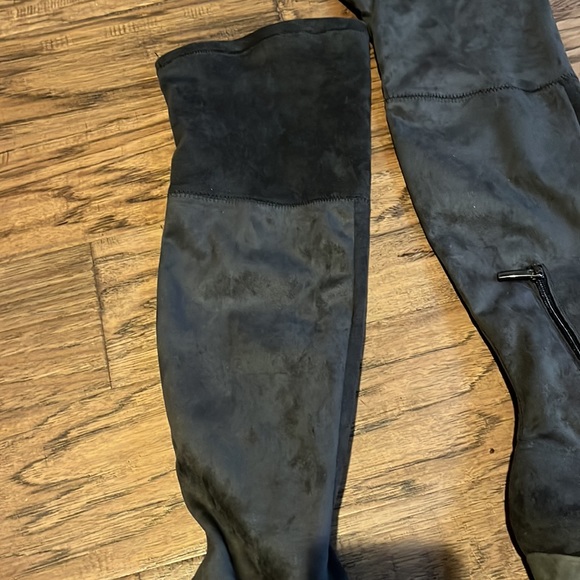 Sesta Meucci stretch knee length vegan suede chunky heel boots size 8M - Picture 6 of 10